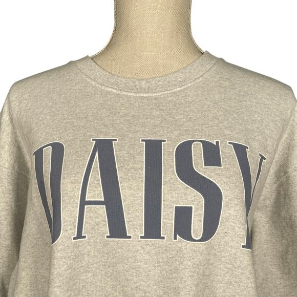 Hello, Daisy Sweatshirt Womens Large Gray/Blue LS Crew Neck Graphic Fleece - Picture 2 of 5